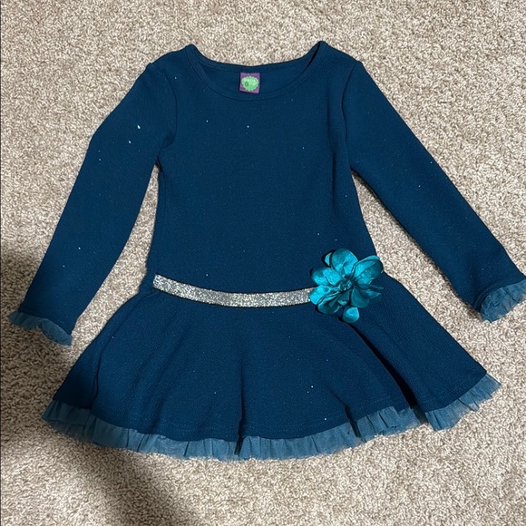 Dollie & Me Other - Dollie & Me Blue Silver Pleated Fit and Flare Dress
